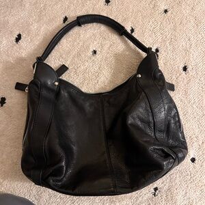 Minelli Black Leather Hobo Bag